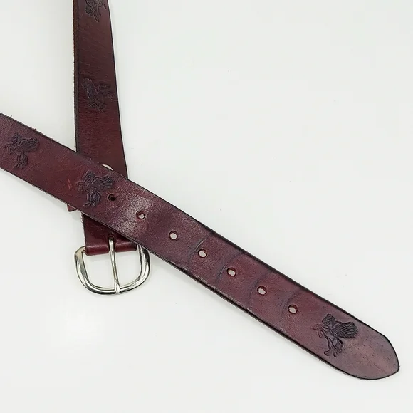 SINCERE Vintage Hand-Crafted Brown Leather Belt 36 - Picture 12 of 13